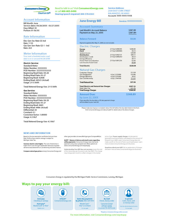 Understanding Your Bill | Consumers Energy